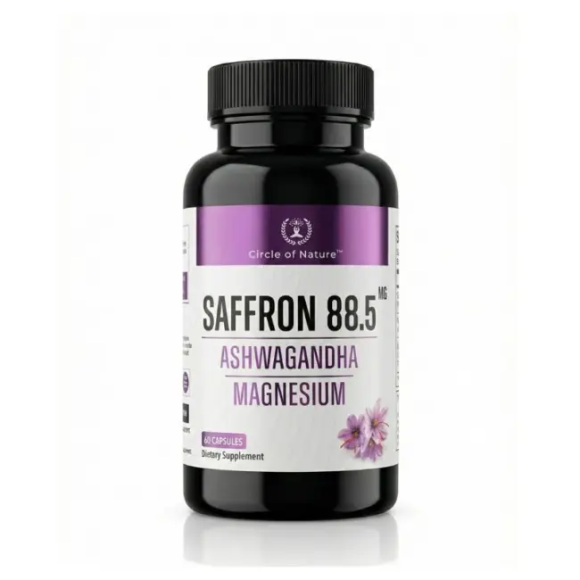 Saffron 88.5 mg with Ashwagandha and Magnesium bottle